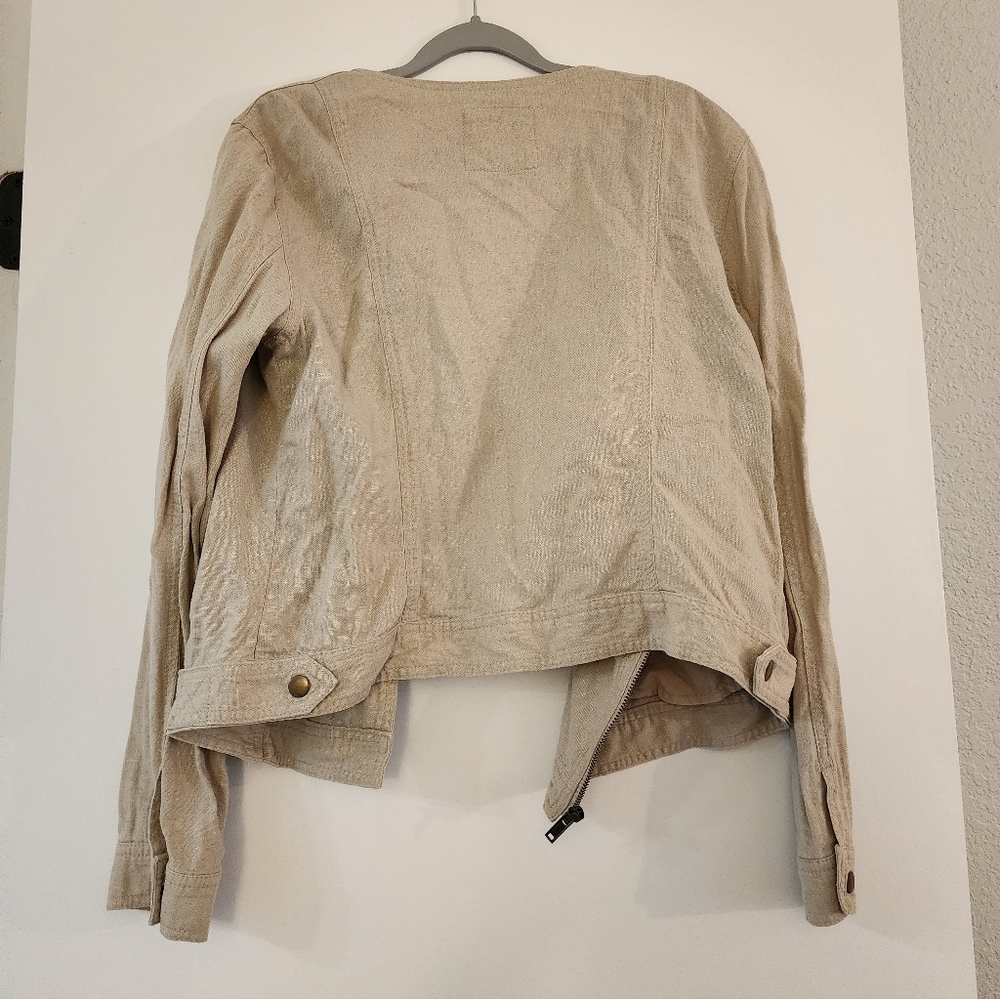 GAP linen moto jacket, M, beige with subtle metallic - Picture 2 of 5